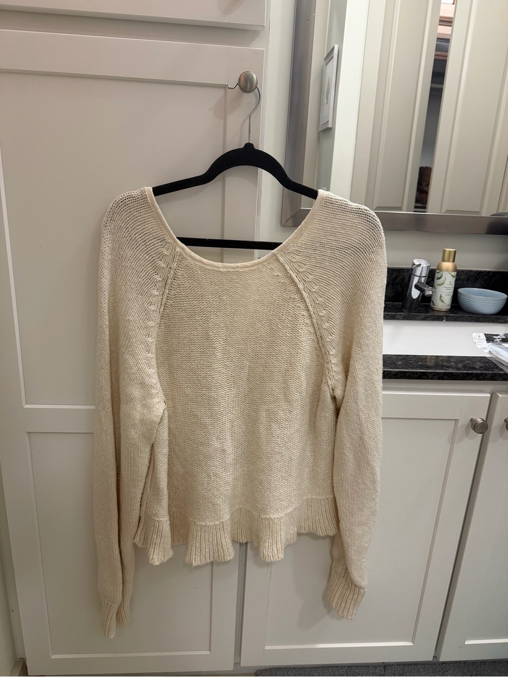 FP Cream Button-Front Ruffle Hem Sweater - Picture 2 of 3